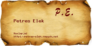 Petres Elek névjegykártya
